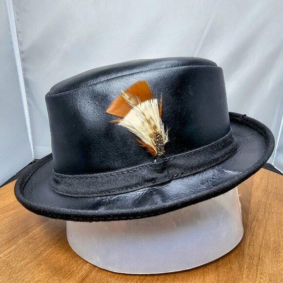 Soho Trilby Black Leather Fedora Hat | American Hat Makers | NWT | Small 6 7/8 - Picture 3 of 8